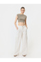 Back Low-cut Crop T-shirt Cap Sleeve Round Neck - 2