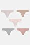Women 5 Pack Pull-On Thong Panties, Grey