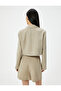 Crop Blazer Jacket Buttoned Stitching Detailed Pocket Modal Mixed - 4