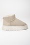 Mini Suede Fur-Lined Comfortable Sole Beige Boots