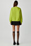 Vaneltina Women's Fleece Lined 3 Yarn Organic Cotton Oversize Basic Crew Neck Pistachio Green Sweatsh - 6