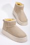 Mini Suede Fur-Lined Comfortable Sole Beige Boots - 4