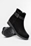 165-204/1 Black Suede Buckle Accessory Zippered Daily Women's Boots - 4