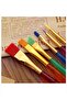 Brush Set 6 Lı Short Handle Children's Art Brush 1 Pack Watercolor Acrylic Paint Gouache Paint Brush Set - 4