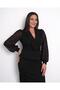 Women's Plus Size Double-Breasted Collar Stone Detailed Jacket Front Piece Chiffon Sleeve Flexible Midi Evening Dress 24700 - 3