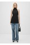 Open Back Halter Collar Blouse - 2