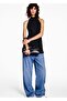 Open Back Halter Collar Blouse - 8