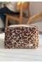 Plush Leopard Patterned Makeup Bag - Large Size