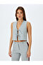 Front Tie Bow Detailed V-Neck Vest - 3