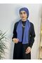 Imported Fabric Snap Fastener Ready-To-Wear Shawl, Used in Two Ways, Indigo - 4