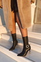 Buckle Stretch Ankle Buckle Detailed Mid-Length Thin Nail Heeled Pointed Toe Women's Boots Bootie - 5