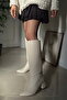 Private Heels Below Knee Pointed Toe Matte Leather Comfortable Women's Pull-On Boots - 2