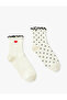 Heart-Shaped Polka Dot Ruffled 2-Piece Socks - 2