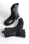 Women's Thick Sole Zippered Oval Toe Daily Boots Wens Black - 7