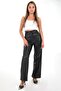 Women's Wide Leg Leather Black Pants - 2