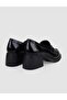 100% Genuine Leather Black Patent Leather Buckle Women's Heeled Shoes - 3