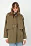 Windbreaker Detailed Trench Coat Oil Green - 2