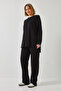 Women's Black Basic Pants Top-Down Set 60511002 - 8