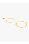 Ball and Hoop Earring Set 3-Piece Stone Detailed Steel Mixed Material - 2
