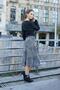 Women's Winter Wool Jacquard Lightweight Lycra Fabric High Waist Long Bell Skirt-Black Line - 6