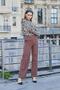 Women's Camisole Half Fisherman Long Sleeve Print Body Blouse-Beige Leopard - 2