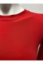 Red Crew Neck Basic Body Darkalıp Long Sleeve Blouse - 4