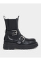 Double Buckle Strap Round Toe Ankle Boots