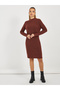 Textured Knit Sweater Knee Length Dress