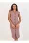 Rib Contrast Edge Button Closure Nightshirt Dress - 2