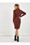 Textured Knit Sweater Knee Length Dress - 4