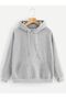 Kapüşonlu Regular Basic Sweatshirt Polar Kazak Gri