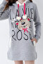 Gray Young Girl Teddy Bear Print Hooded Cotton Sweatshirt - 3