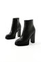 Women's Genuine Leather Platform Boots Black - 2