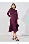 Funnel Neck Long Sleeves Midi Dress - 4