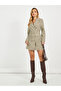 Houndstooth Print Belted Blazer Mini Dress