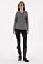 Women's Anthracite Melange Basic Polo Neck Sweatshirt 50289541-Vr081 - 4