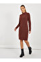 Textured Knit Sweater Knee Length Dress - 5
