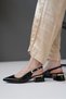 Women's Gold Detailed Heeled Shoes Vorina Black - 6