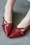 Three Buckle Women's Short Heeled Shoes Seeroi Burgundy - 5