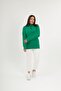 Plus Size Half Turtleneck Zip Geometric Stone Detailed Green Sweatshirt - 2