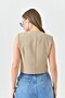 Mink Fitted Buttoned Unlined Woven Vest - 5