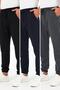 Thick Black-Navy Blue-Anthracite Men's 3-Piece Sweatpants Jogger with Back Pockets Elastic Cuffs Regular Fit