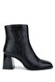 Women's Genuine Leather Black Patent Leather Heeled Boots