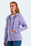 Katya Women's Zippered Hooded Lilac Sweatshirt with Pockets - 3