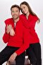 Unisex Standard Fit Cold-Resistant Red Stand Collar Fleece Sweatshirt - 3