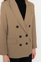 Cream Beige Oversize Woven Blazer Jacket Twoaw23Bc00019 - 4