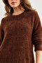 Women's Bitter Brown Crew Neck Soft Textured Beard Dress Elb- 19002302 - 4