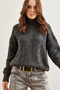 Women's Anthracite Turtleneck Soft Textured Knitwear Sweater Kzk- 19000892 - 3