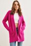 Women's Fuchsia Pocket Collar Detailed Soft Textured Knitwear Cardigan Hrk- 19000322 - 4