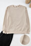 Camel Oversize/Wide Cut Crew Neck Plain Sweatshirt Tmnaw25Sw00194